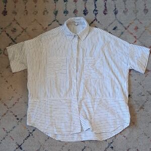 Madewell Flannel Black And White Striped Button Down Shirt